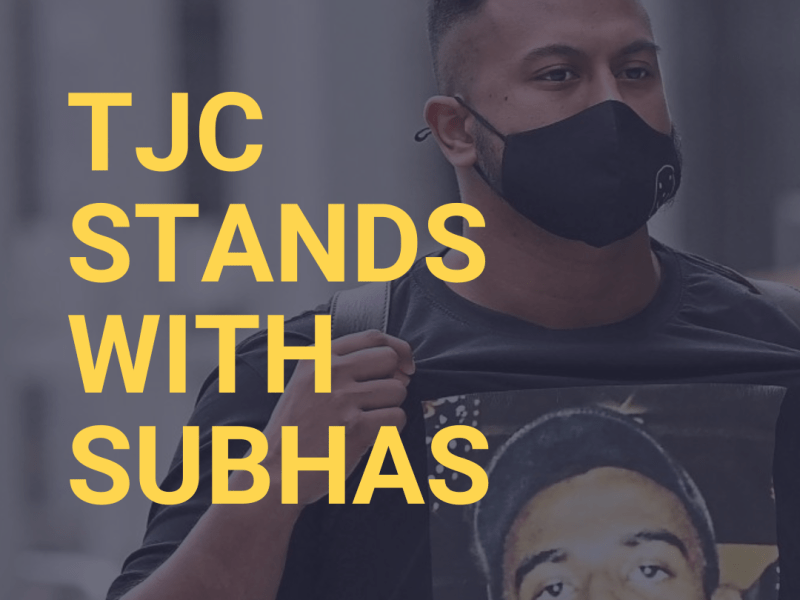 TJC Stands with&nbsp;Subhas